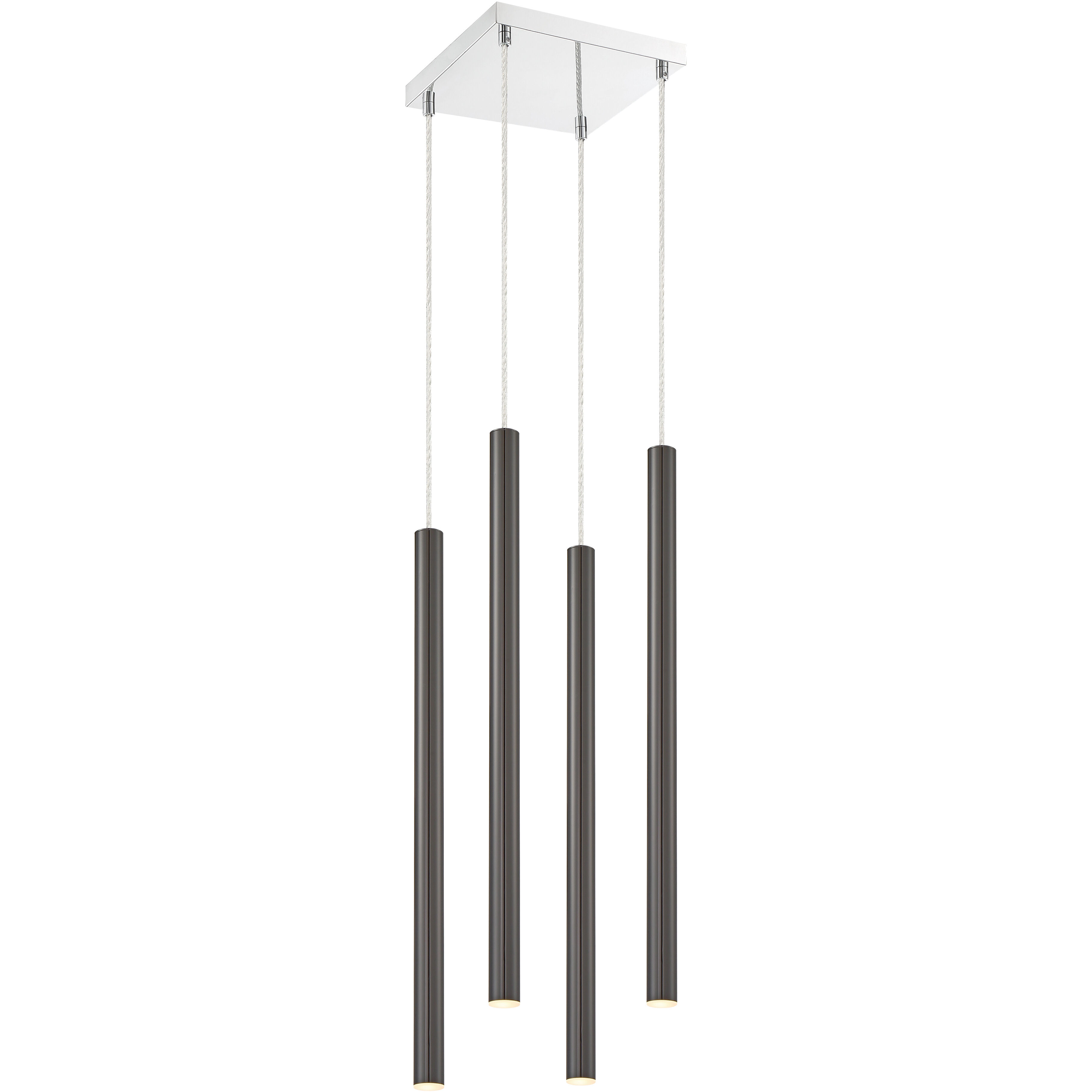 Forest LED 9.5 inch Chrome Chandelier Ceiling Light in 4, Pearl Black Steel, 15