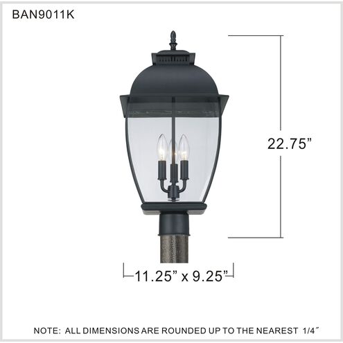 Bain 3 Light 23 inch Mystic Black Post Lantern