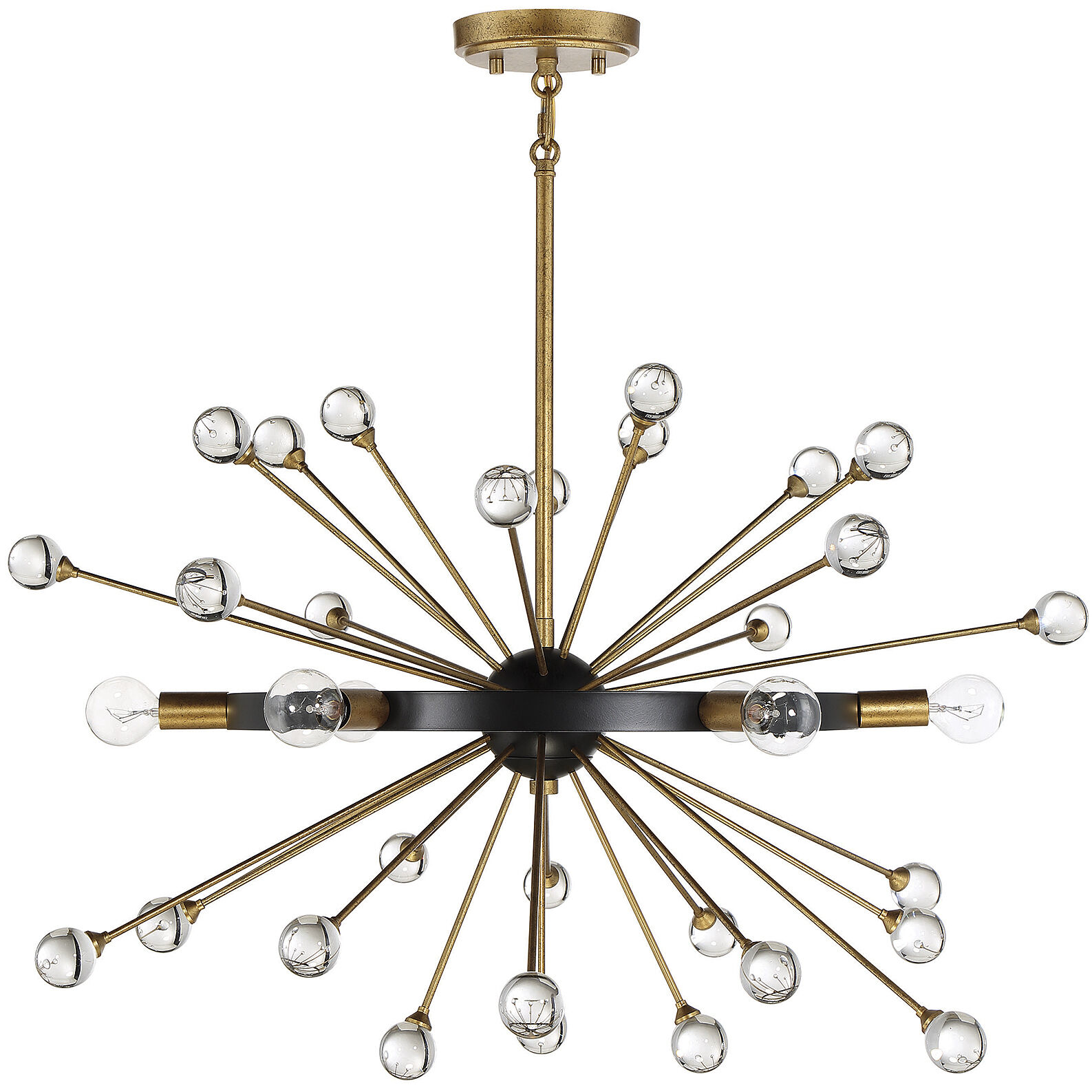 Ariel 6 Light 25 inch Como Black with Gold Chandelier Ceiling Light