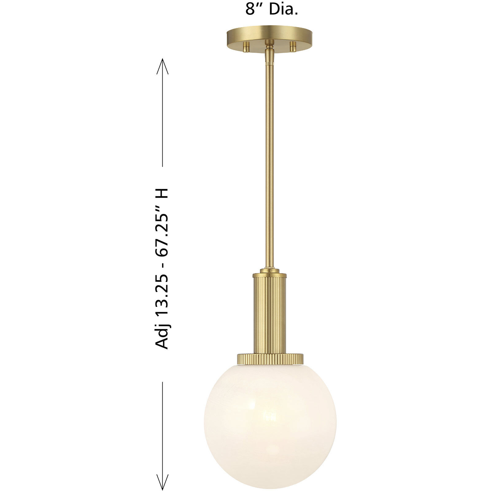 Modern 1 Light 8 inch Natural Brass Pendant Ceiling Light
