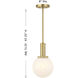 Modern 1 Light 8 inch Natural Brass Pendant Ceiling Light