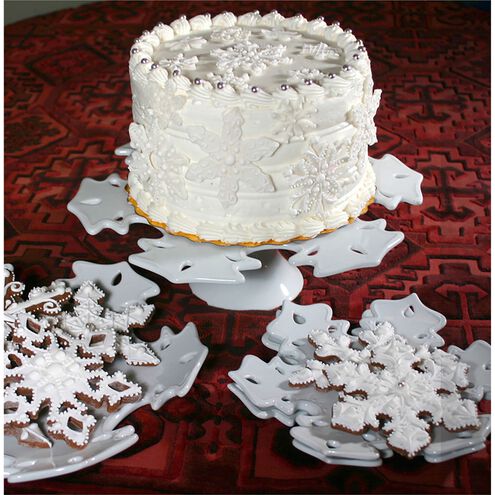 Snowflake 13.25 X 3.4 inch White Cake Stand