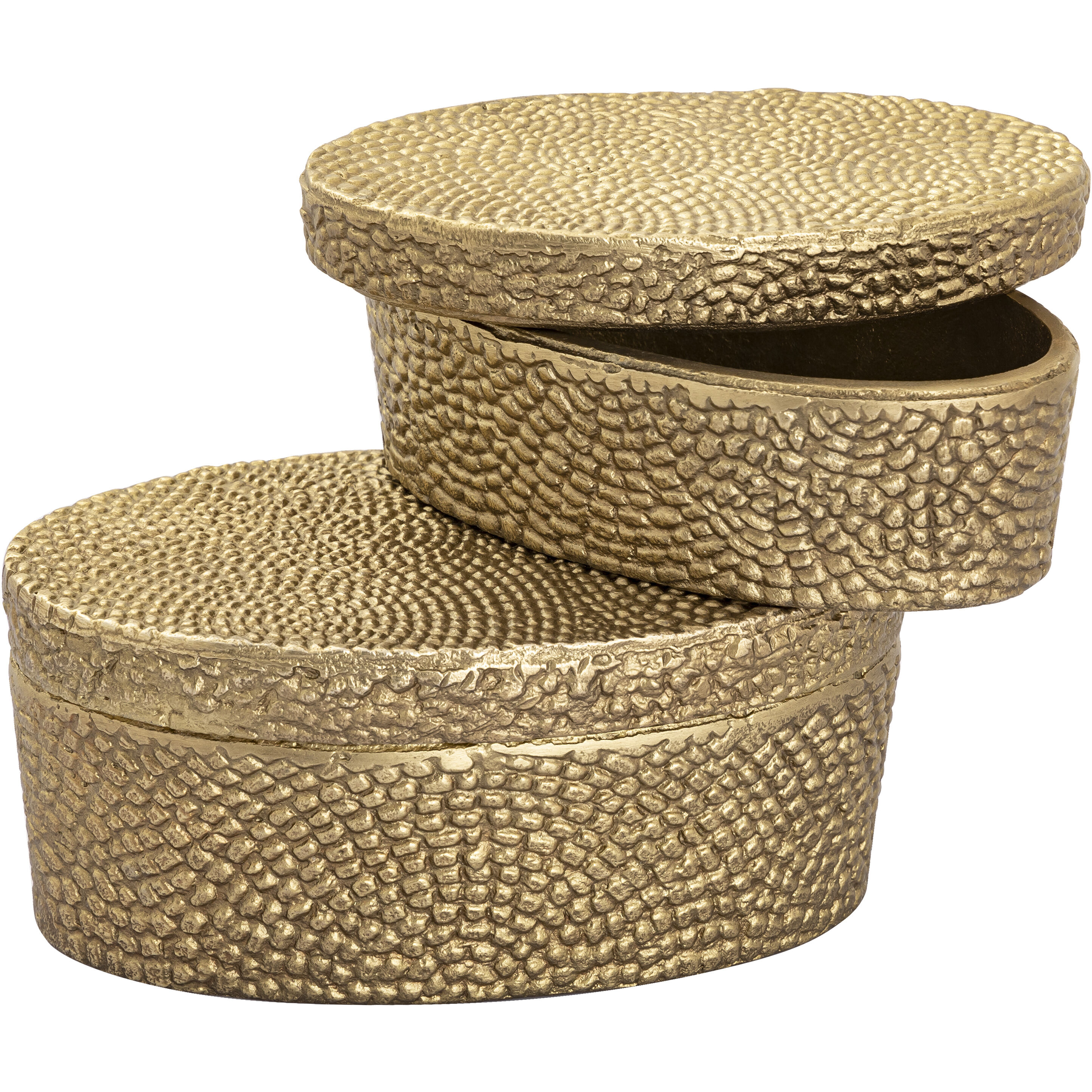 Oval Pebble 8 X 4 inch Antique Brass Box