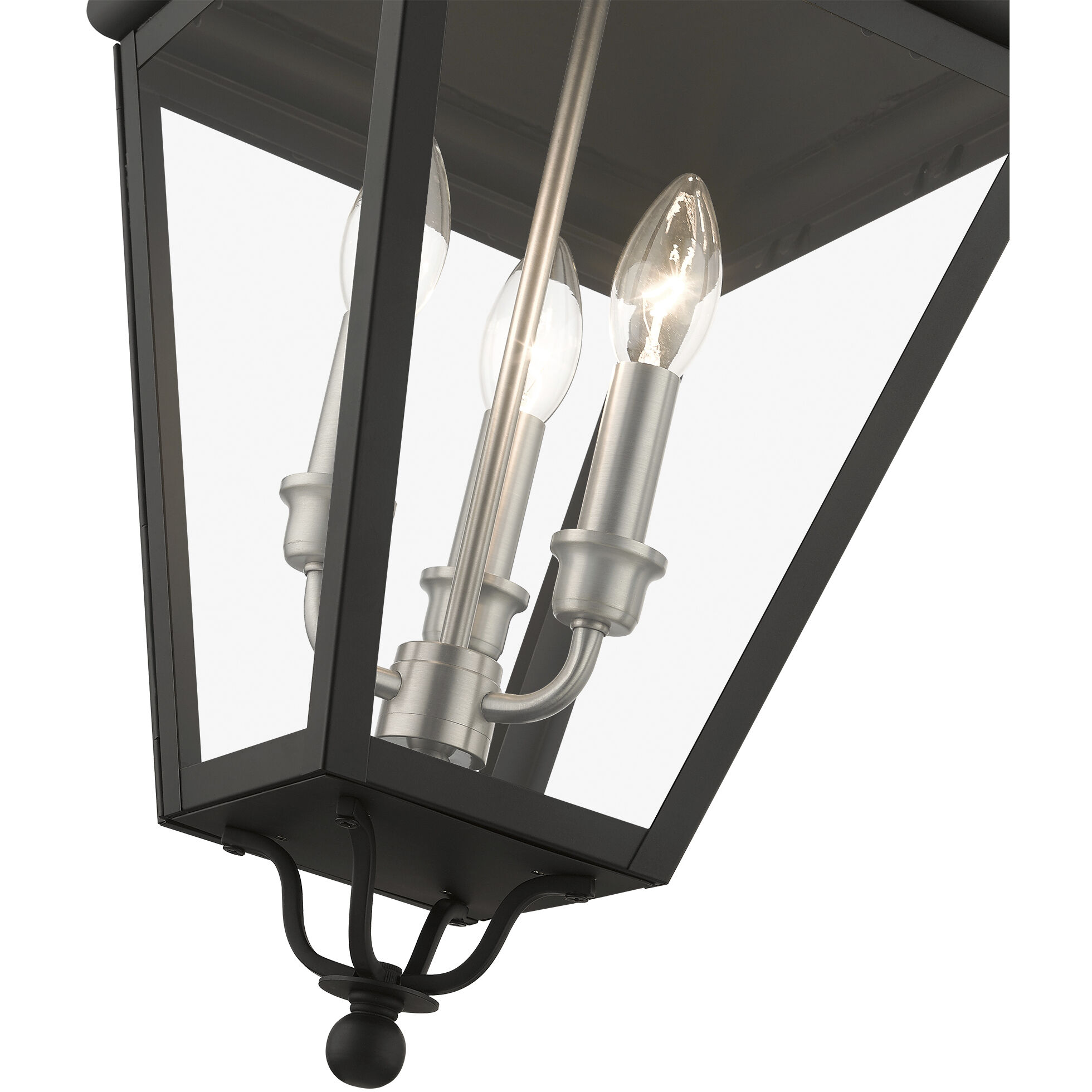 Adams 3 Light 10.63 inch Black with Brushed Nickel Finish Cluster Outdoor Large Pendant Lantern Ceiling Light in Black with Brushed Nickel Accent