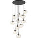 Nova LED LED Matte Black Chandelier Ceiling Light, Round Multi-Port