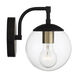 Farmhouse 1 Light 8 inch Oil Rubbed Bronze with Natural Brass Outdoor Wall Lantern
