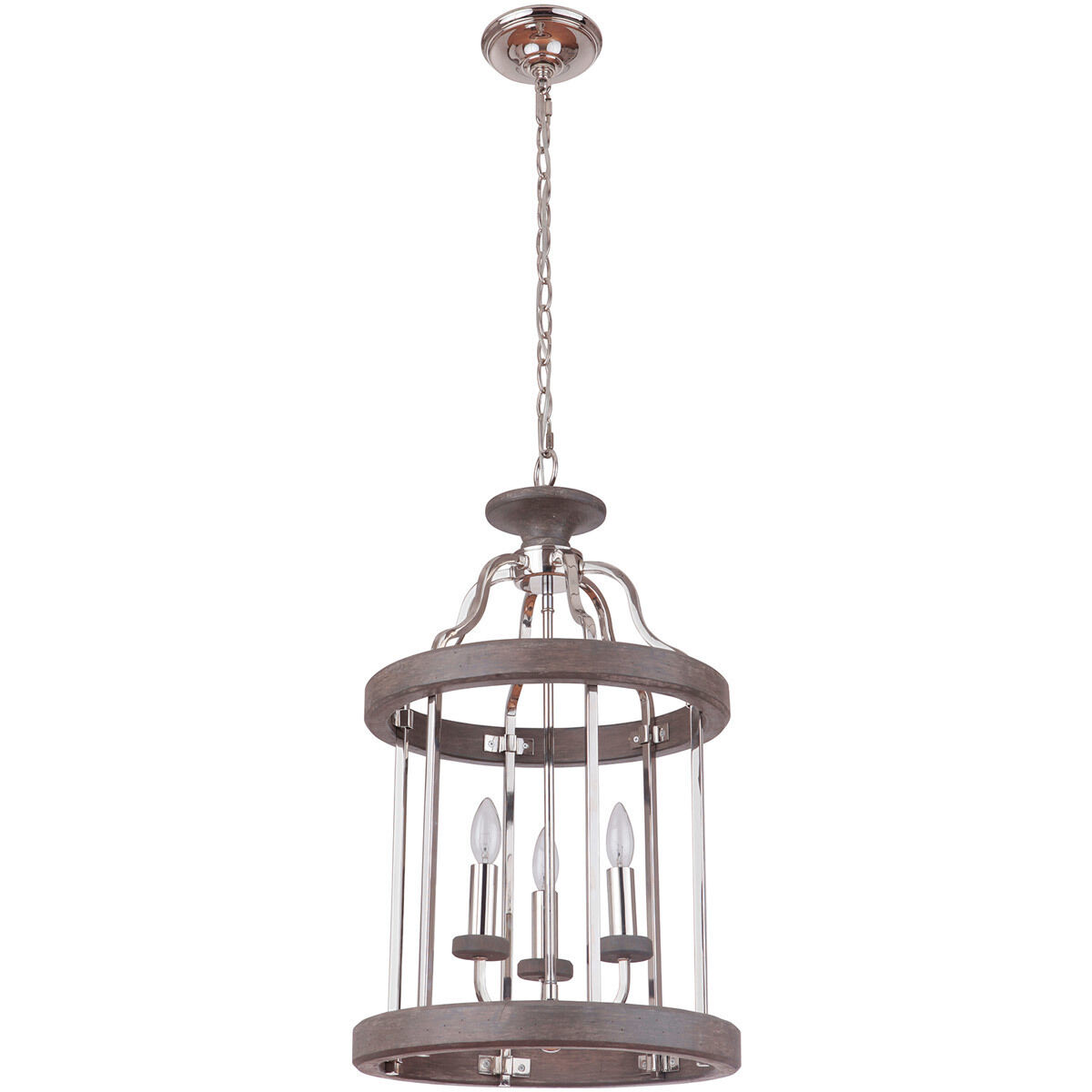 Ashwood 3 Light 16 inch Polished Nickel/Greywood Foyer Light Ceiling Light in Polished Nickel and Greywood