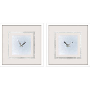 Modern Flight Blue and Gray and Metallic and White Framed Art