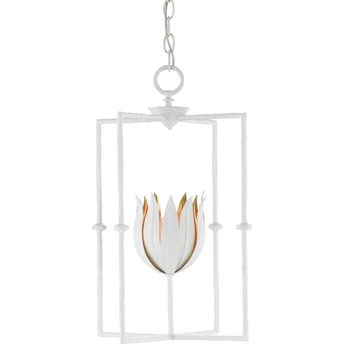 Tulipano 1 Light 10.5 inch Gesso White/Contemporary Gold Leaf Lantern Pendant Ceiling Light