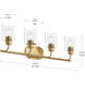 Reines 4 Light 31.75 inch Brushed Gold Bath Vanity Wall Light