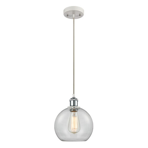Ballston Athens LED 8 inch White and Polished Chrome Mini Pendant Ceiling Light in Clear Glass, Ballston