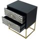 Modern 23.6 X 19.7 inch Black Side Table, 2-Drawer