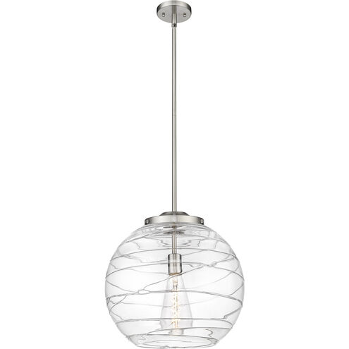 Ballston Athens Deco Swirl 1 Light 15.75 inch Brushed Satin Nickel Pendant Ceiling Light in Incandescent, Clear Deco Swirl
