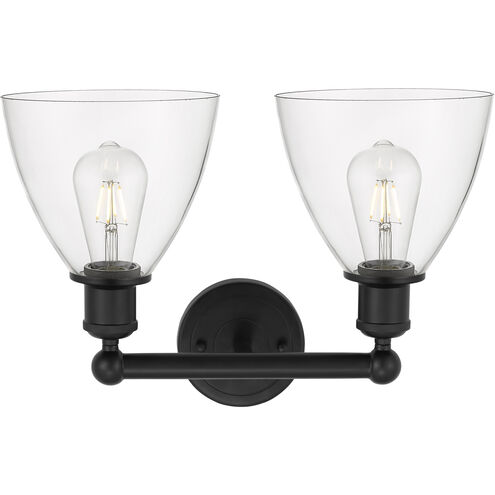 Edison Bristol Glass 2 Light 17 inch Matte Black Bath Vanity Light Wall Light in Clear Glass