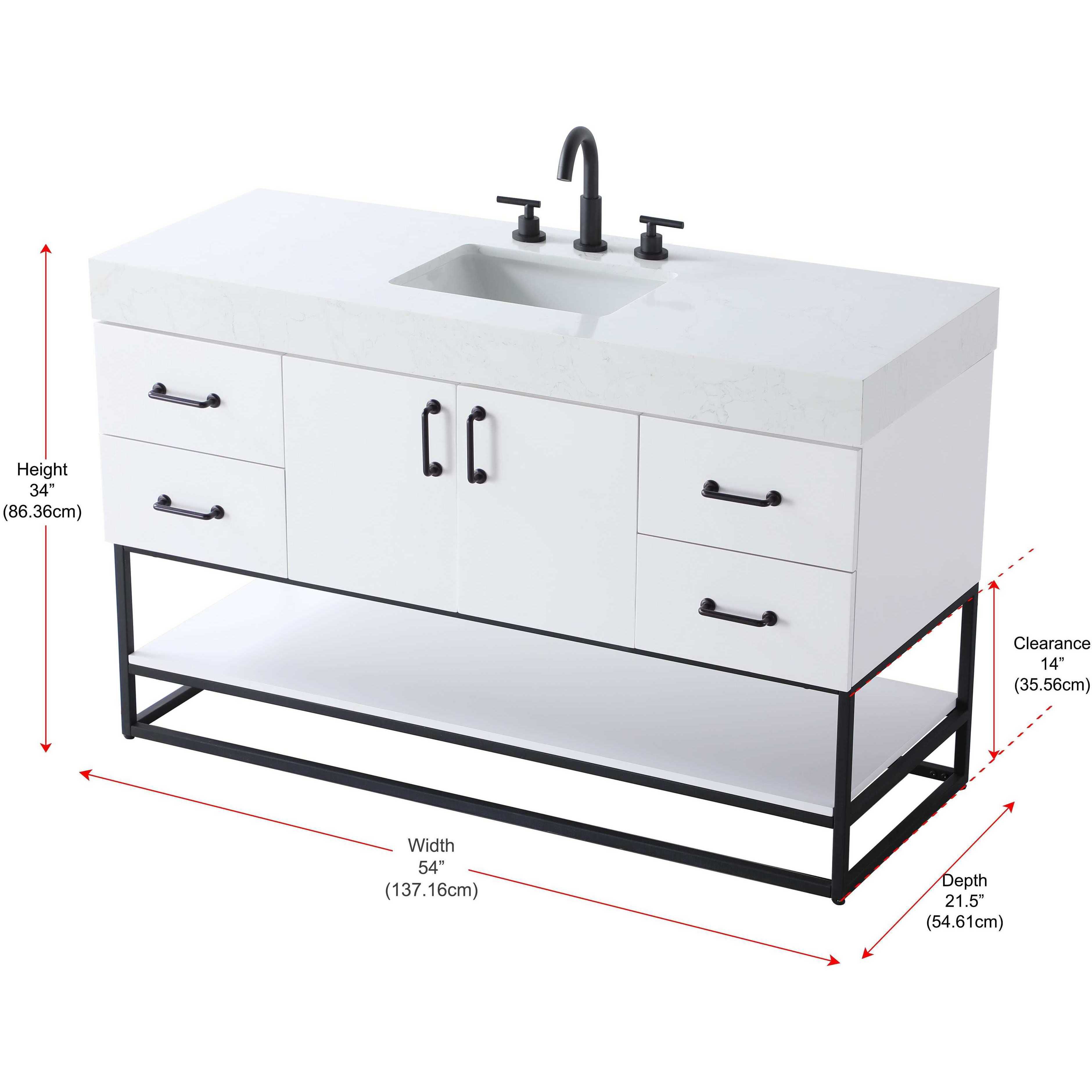 Caroline 54 X 34 inch White Bathroom Vanity Cabinet