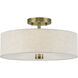 Monroe 3 Light 15 inch Antique Brass Semi Flush Mount Ceiling Light, Large