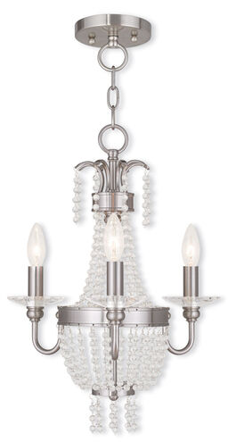 Valentina 3 Light 15 inch Brushed Nickel Convertible Mini Chandelier/Ceiling Mount Ceiling Light