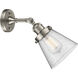 Franklin Restoration Small Cone LED 6.25 inch Brushed Satin Nickel Sconce Wall Light in Seedy Glass, Franklin Restoration