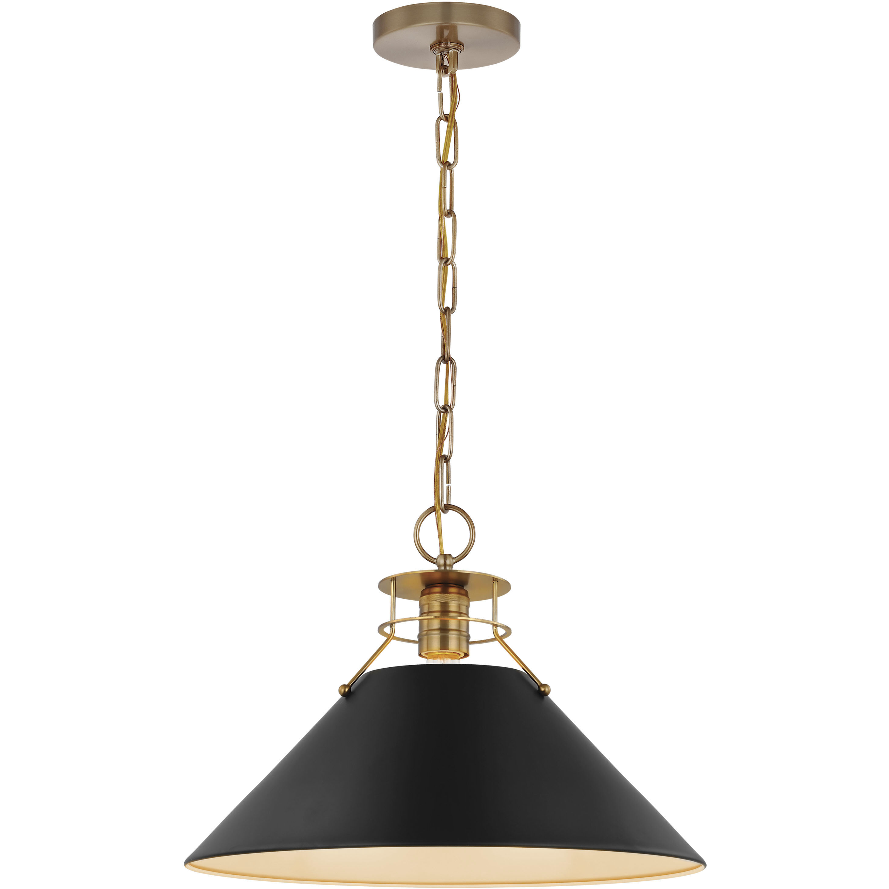 Outpost 1 Light 17 inch Matte Black/Burnished Brass Pendant Ceiling Light