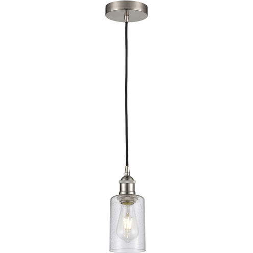 Clymer 1 Light 3.88 inch Brushed Satin Nickel Mini Pendant Ceiling Light in Seedy Glass