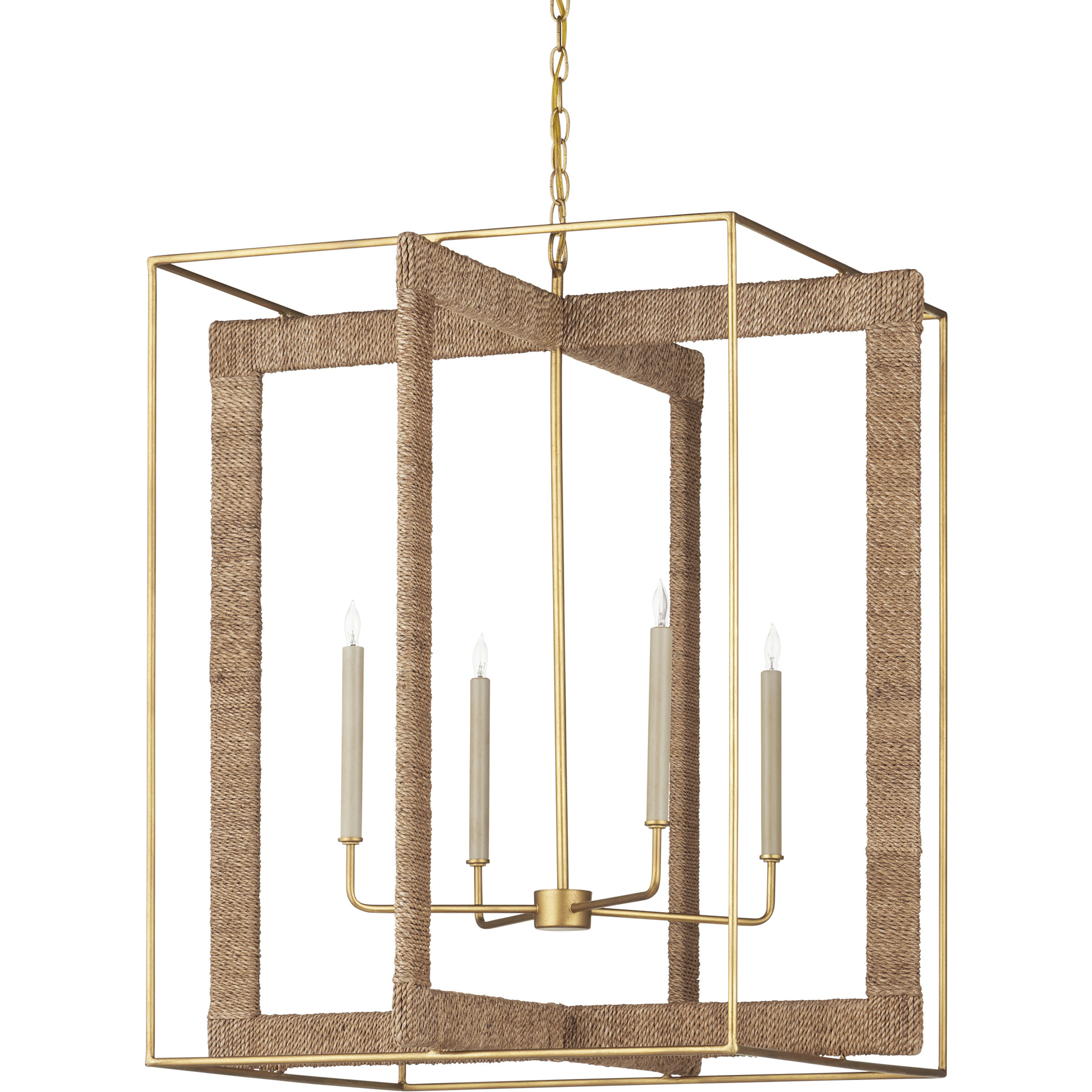Purebred 4 Light 32.25 inch Contemporary Gold Leaf/Natural Chandelier Ceiling Light, Large