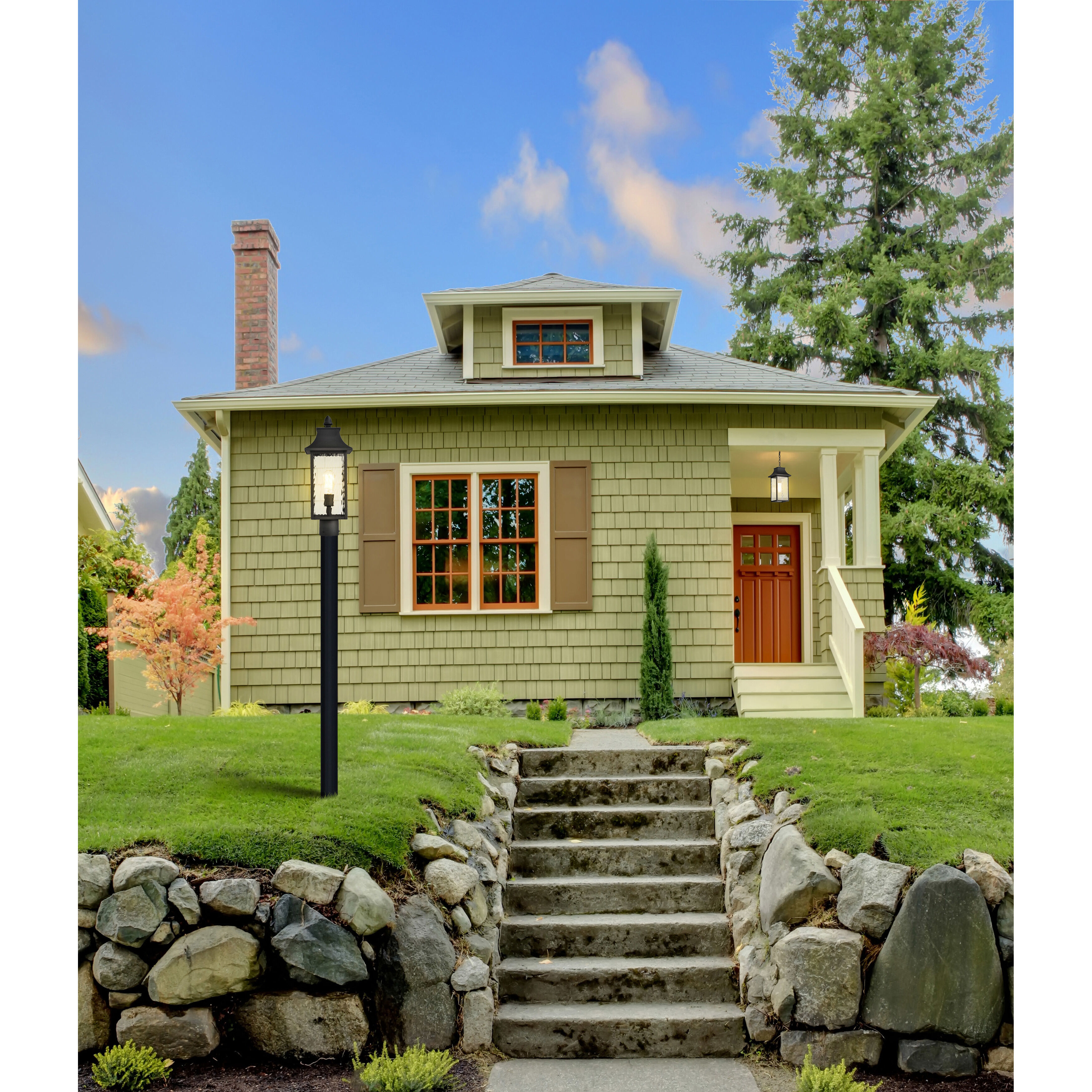 Austen 8 inch Matte Black Outdoor Hanging Lantern