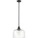 Franklin Restoration Bell LED 12 inch Oil Rubbed Bronze Mini Pendant Ceiling Light in Clear Deco Swirl