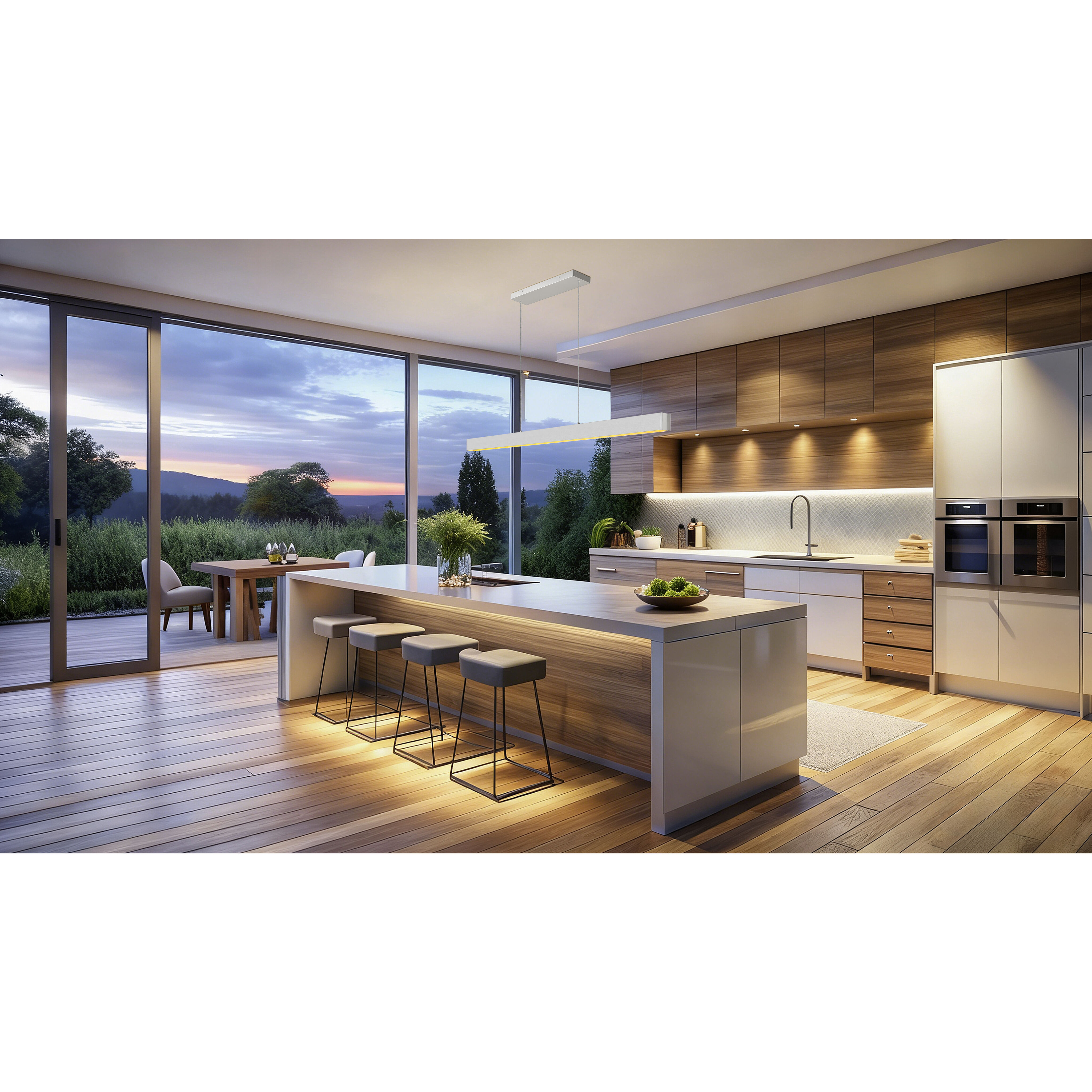 Hudson LED 72 inch Brushed Nickel Linear Chandelier Ceiling Light