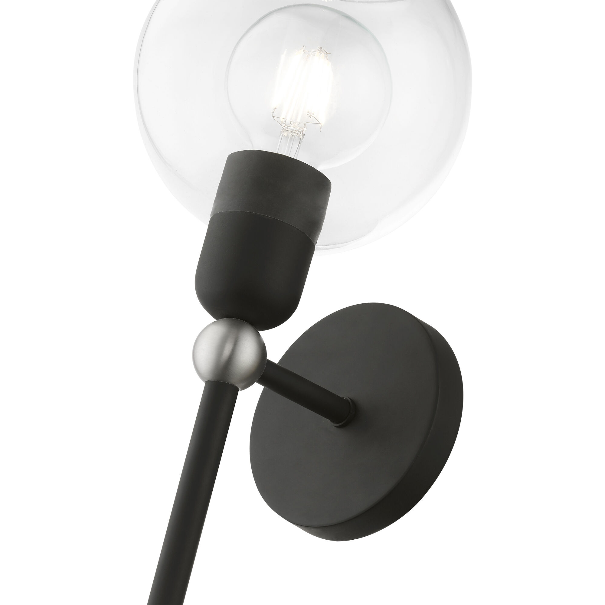 Downtown 1 Light 7 inch Black with Brushed Nickel Accent Single Sconce Wall Light, Sphere