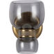 Sutton 5.38 inch Vintage Brass and Smoked Glass Bath Vanity Light Wall Light