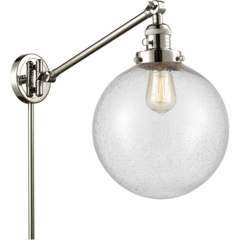 X-Large Beacon 18 inch 3.5 watt Polished Nickel Swing Arm Wall Light in Seedy Glass, Franklin Restoration