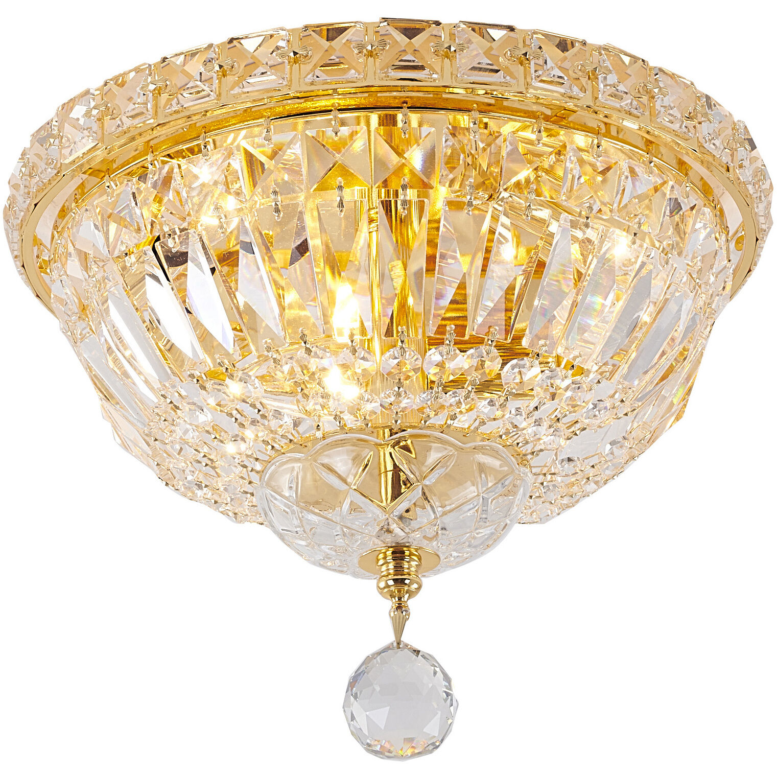 Canada 3 Light 10 inch Gold Flush Mount Ceiling Light, Gold Frame