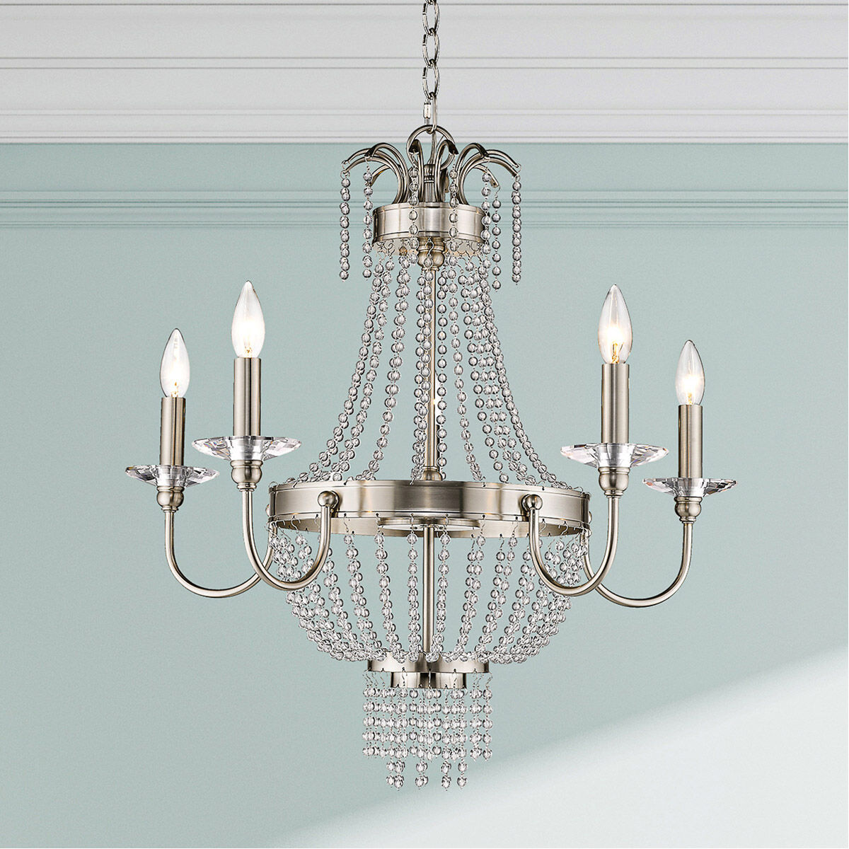 Valentina 5 Light 26 inch Brushed Nickel Chandelier Ceiling Light