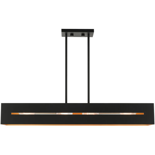 Soma 4 Light 36 inch Textured Black with Brushed Nickel Accents Linear Chandelier Ceiling Light