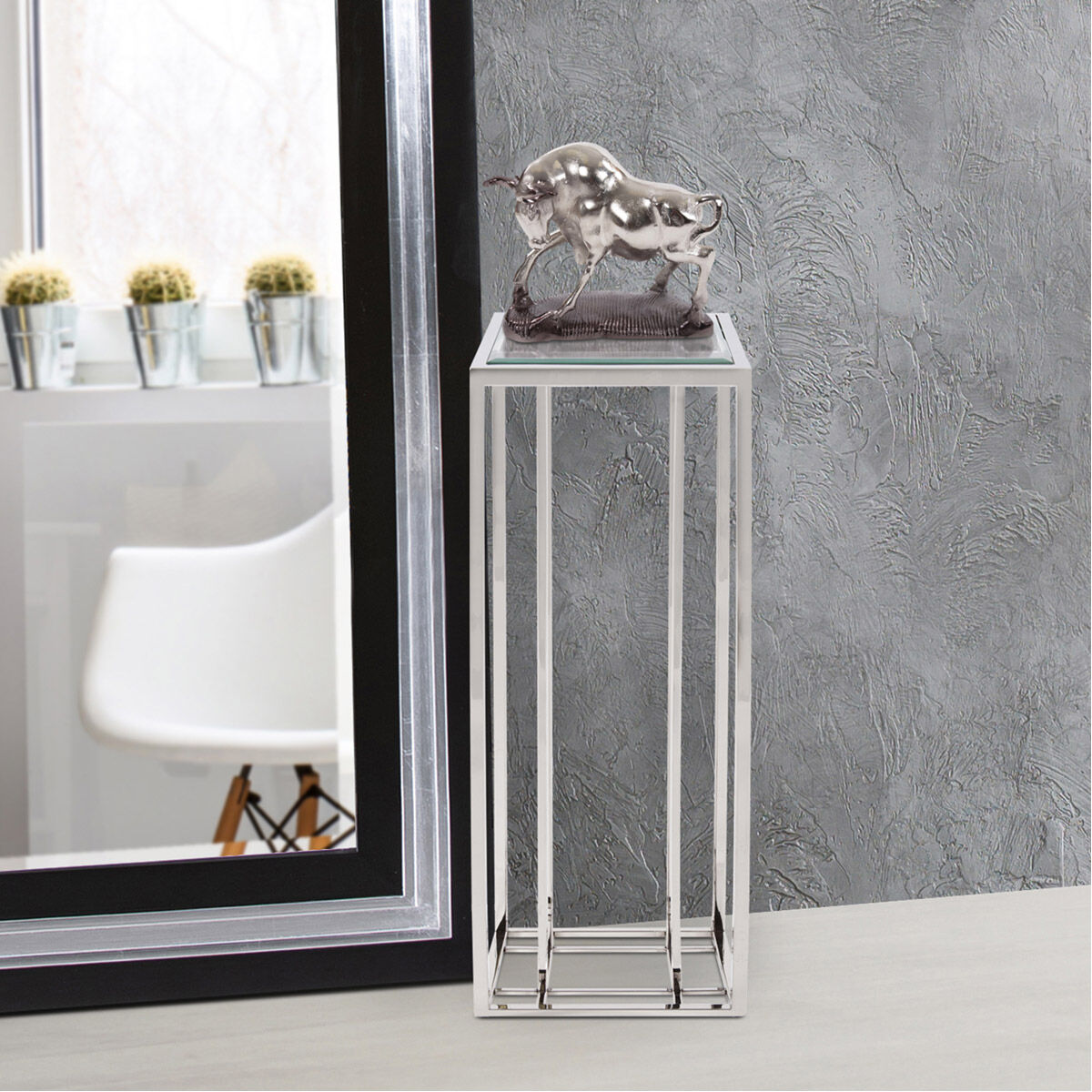 Echo 36 X 14 inch Polished Stainless Steel Pedestal Table