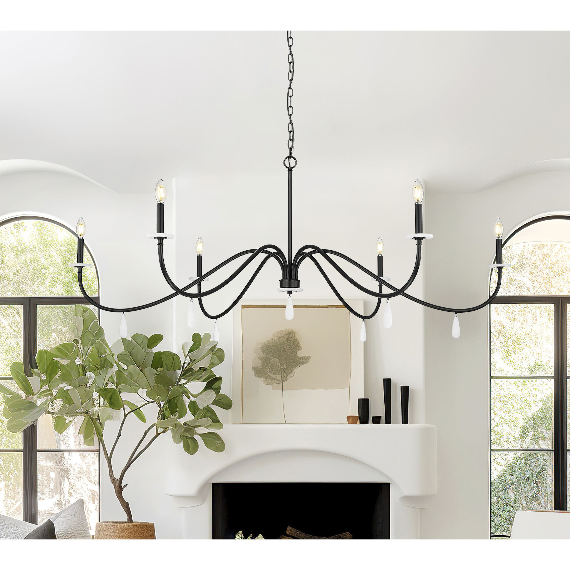 Toussant 6 Light 63 inch Matte Black Chandelier Ceiling Light