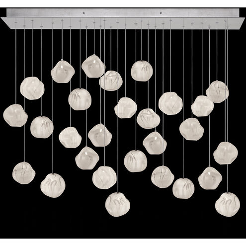 Vesta LED 54 inch Silver Pendant Ceiling Light in White Studio Glass