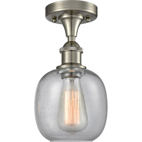Ballston Belfast LED 6 inch Brushed Satin Nickel Flush Mount Ceiling Light in Seedy Glass, Ballston