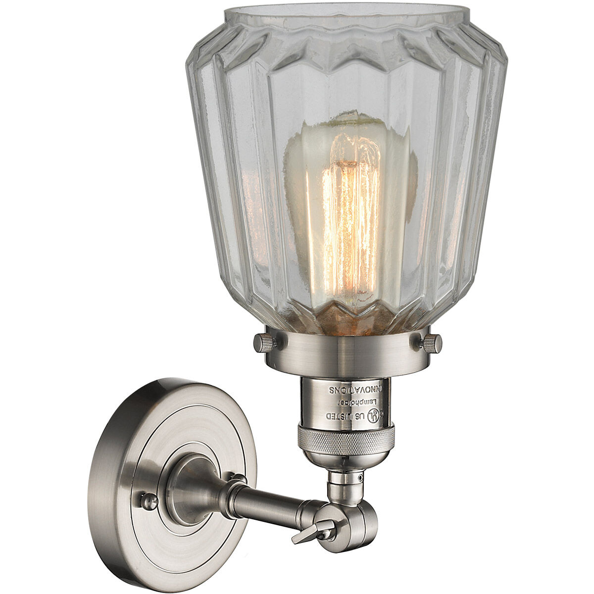 Franklin Restoration Chatham LED 6 inch Brushed Satin Nickel Sconce Wall Light in Clear Glass, Franklin Restoration