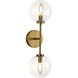 Alora Mood Cassia 2 Light 6 inch Aged Gold Bath Vanity Light Wall Light in Clear Glass Shade
