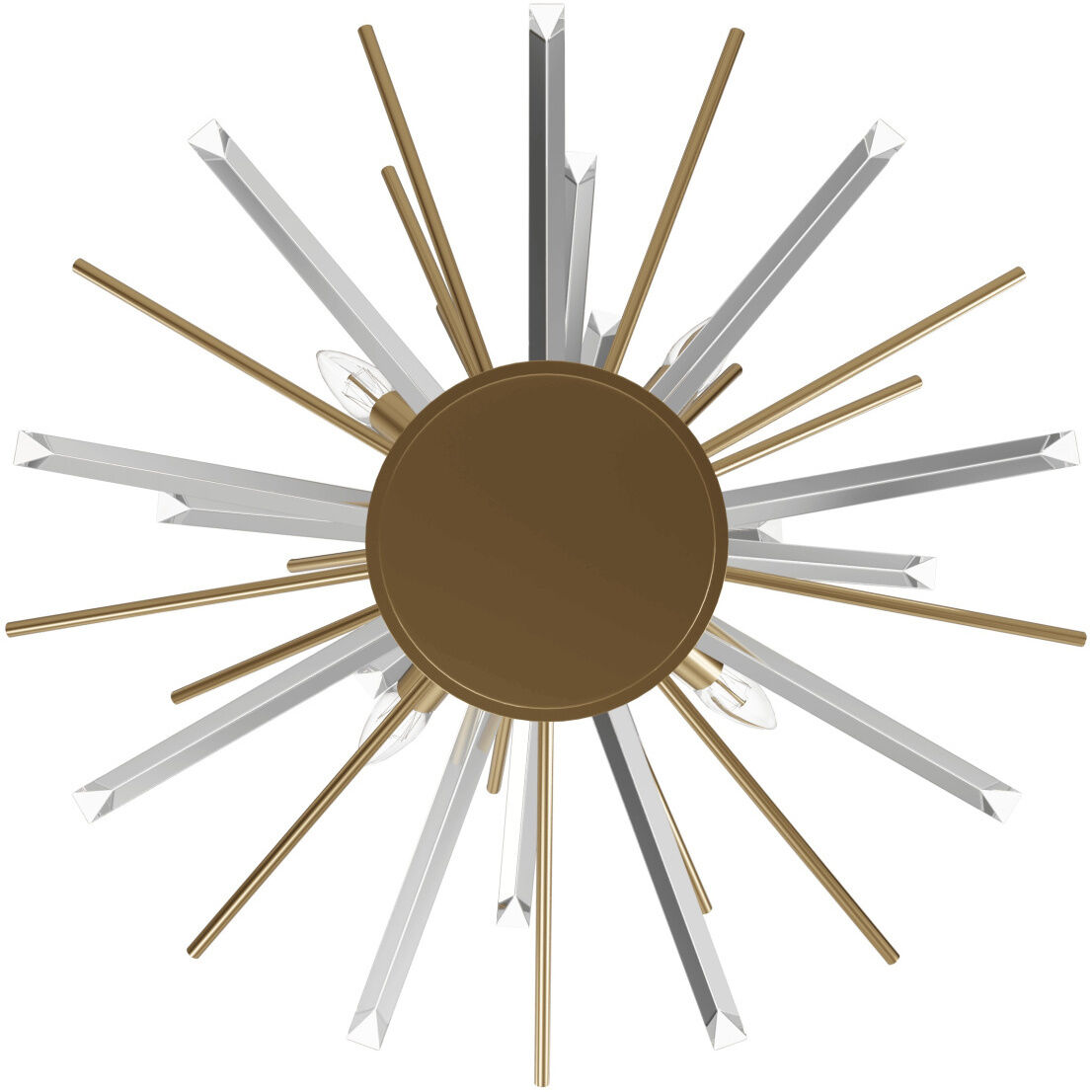 Palisades Ave. 4 Light 24 inch Aged Brass with Champagne Glass Flush Mount Ceiling Light