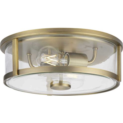 Gilliam 2 Light 12.62 inch Vintage Brass Flushmount Ceiling Light