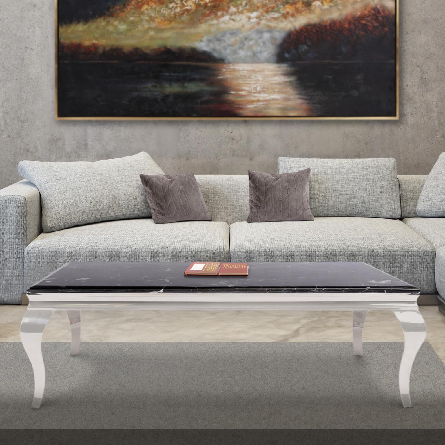 Lexiss 53 X 17 inch Black/Silver Coffee Table