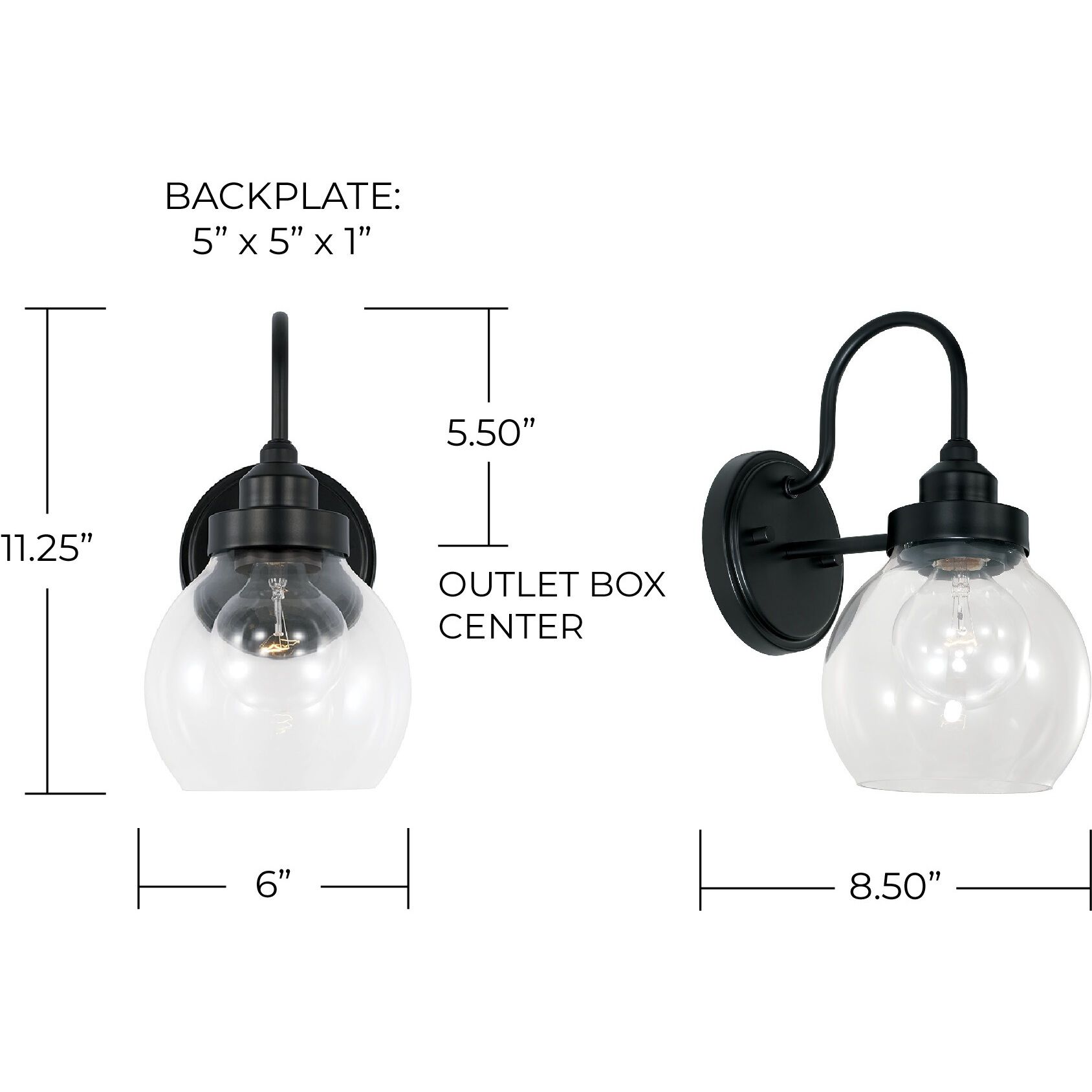 Elijah 1 Light 6 inch Matte Black Sconce Wall Light