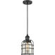 Franklin Restoration Bell Cage 1 Light 6 inch Matte Black Mini Pendant Ceiling Light in Incandescent, Silver Plated Mercury, Franklin Restoration