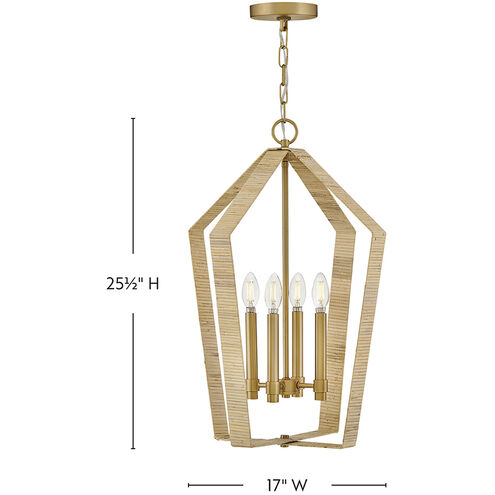 Sammi 4 Light 17 inch Lacquered Brass Pendant Ceiling Light