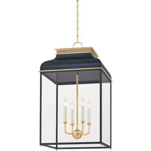 Houghton 4 Light 19 inch Aged Brass and Distressed Bronze Lantern Ceiling Light