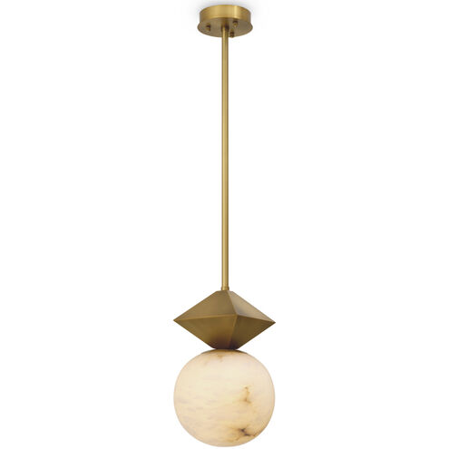 Elko 1 Light 9.06 inch Antique Brass with Alabaster Pendant Ceiling Light