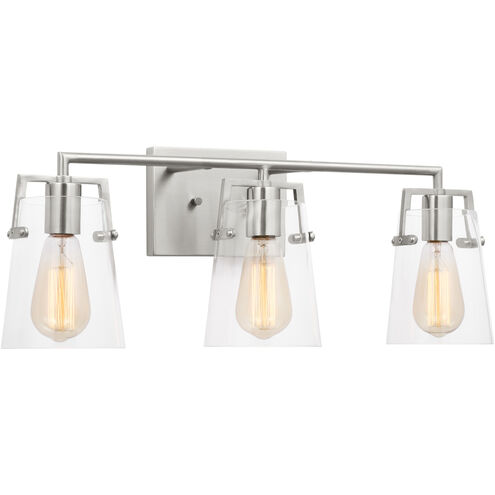 Drew & Jonathan Crofton 3 Light 24 inch Brushed Steel Wall Bath Fixture Wall Light