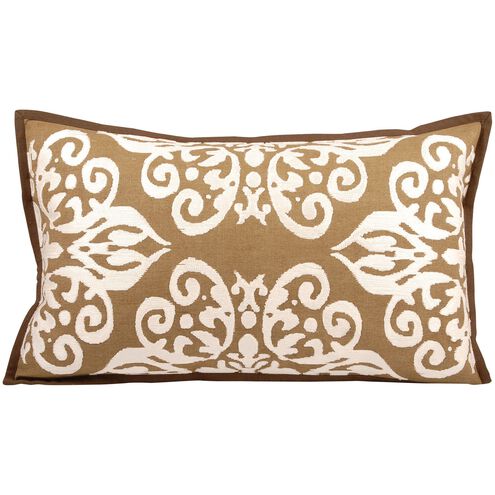 Ella 20 X 5.5 inch Cream with Brown Accent Pillow